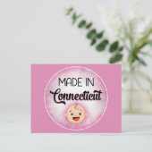 Connecticut Baby Funny Pink New Girl Postcard Postkarte (Stehend Vorderseite)