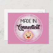 Connecticut Baby Funny Pink New Girl Postcard Postkarte (Vorne/Hinten)