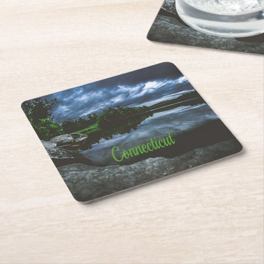 Connecticut Beutiful Lake Trees Rechteckiger Pappuntersetzer (angewinkelt)