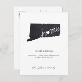 Connecticut Chalkboard Staat Map Moving Postcard Ankündigungspostkarte (Vorne/Hinten)