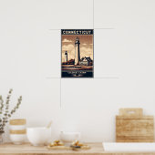 Connecticut Colonial Charm Lighthouse Vintag Poster (Küche)