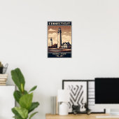 Connecticut Colonial Charm Lighthouse Vintag Poster (Heimbüro)