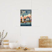 Connecticut Colonial Charm Lighthouse Vintag Poster (Küche)