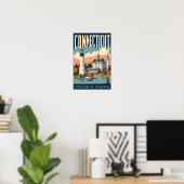 Connecticut Colonial Charm Lighthouse Vintag Poster (Heimbüro)