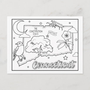Connecticut Color Me Collage Postkarte