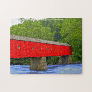 Connecticut Covered Bridge. Weihnachtsgrüße Puzzle