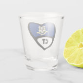 Connecticut, CT-Staatsflagge in Herz-Shot-Glas Schnapsglas (Rückseite)