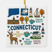 Connecticut Custom Family Trip Weihnachten bewahre Keramikornament (Vorderseite)