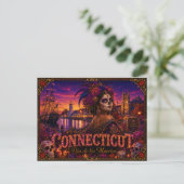 Connecticut Día de los Muertos Retro Postkarte (Stehend Vorderseite)