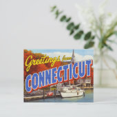 Connecticut Fall Harbor Yacht Postkarte (Stehend Vorderseite)