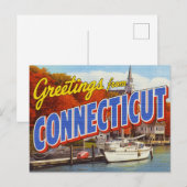 Connecticut Fall Harbor Yacht Postkarte (Vorne/Hinten)