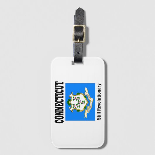 Connecticut flag and motto gepäckanhänger (Vorderseite Vertikal)