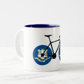 Connecticut Flag Cycling Zweifarbige Tasse (Vorderseite Links)