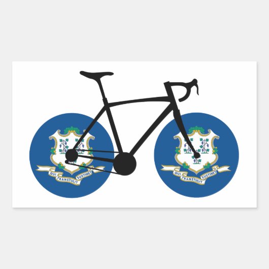 Connecticut-Flagge Radfahren Rechteckiger Aufkleber (Vorderseite)