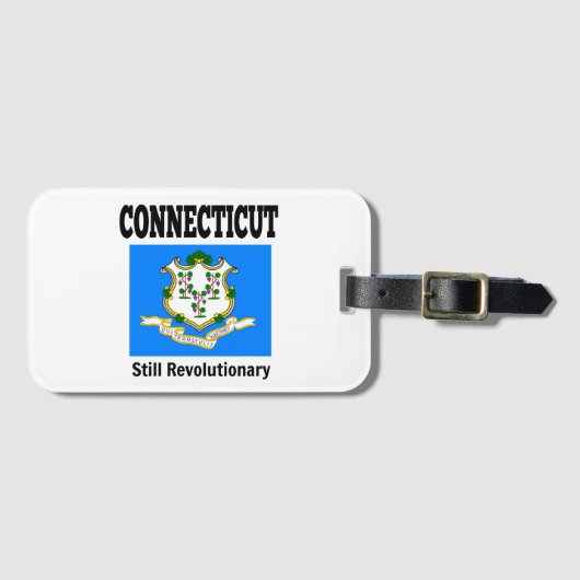 Connecticut-Flagge und Motto Gepäckanhänger (Vorderseite (Horizontal))