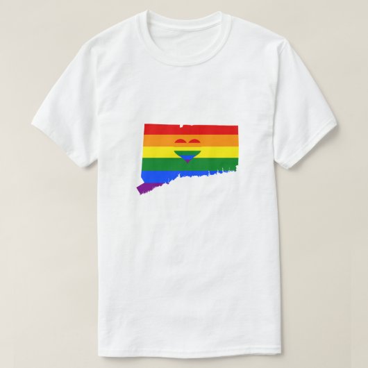 Connecticut Gay Pride Rainbow Flag Herz GLBTQ T-Shirt (Design vorne)