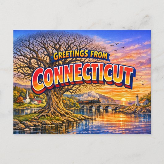 Connecticut Grußkarte Postkarte (Vorderseite)
