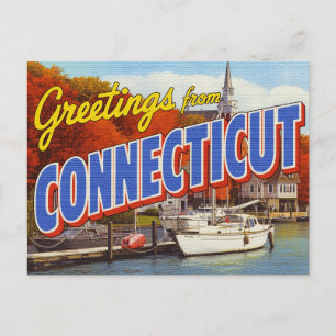 Connecticut Herbst-Hafen-Yacht Postkarte