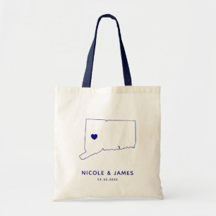 Connecticut Hochzeit Willkommens-Tasche Navy Blau Tragetasche