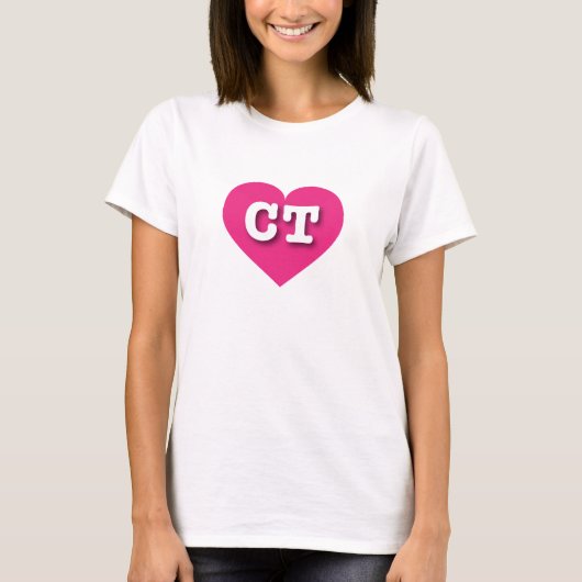 Connecticut Hot Pink Heart - I Liebe CT T-Shirt (Vorderseite)