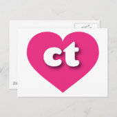 Connecticut Hot-Pink-Herz - I Liebe Postkarte (Vorne/Hinten)