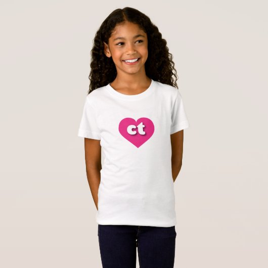 Connecticut Hot-Pink-Herz - I Liebe T-Shirt (Vorne ganz)