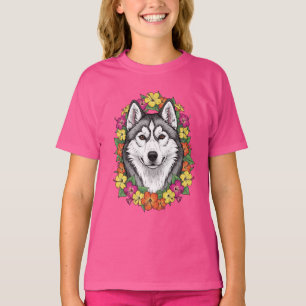 Connecticut Hund und farbenfrohe Mirablis-Blumen T-Shirt
