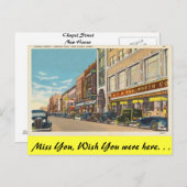 Connecticut, Kapellstraße, New Haven Postkarte (Vorne/Hinten)