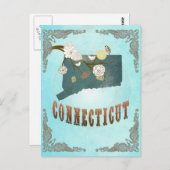 Connecticut-Karte mit reizenden Vögeln Postkarte (Vorne/Hinten)