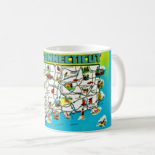 Connecticut-Karte Postkarten Tasse