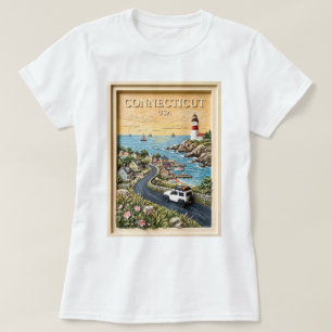Connecticut Küstenleuchtturm Vintage-Roadtrip T-Shirt