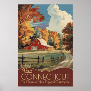Connecticut Landreise Kunst Vintage Poster