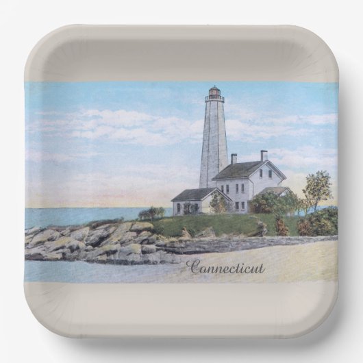 Connecticut Lighthouse Pappteller (Vorderseite)