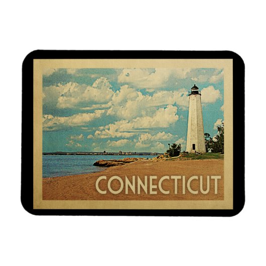 Connecticut Lighthouse Vintage Travel Magnet (Horizontal)