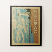 Connecticut Lighthouse Vintage Travel Puzzle (Vertikal)