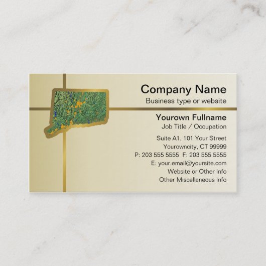 Connecticut Map Business Card Visitenkarte (Vorderseite)