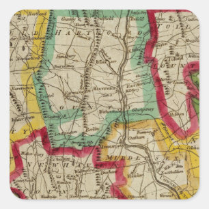 Connecticut Map Quadratischer Aufkleber