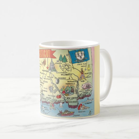 Connecticut Map-Tasse Kaffeetasse (VorderseiteRechts)