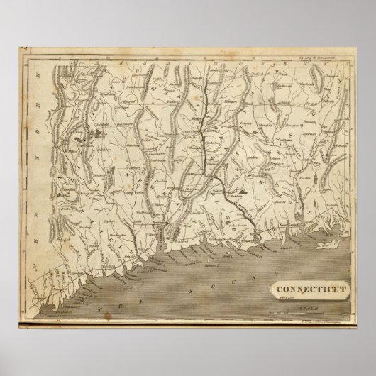 Connecticut Map von Arrowsmith Poster (Vorne)