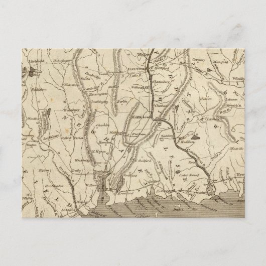 Connecticut Map von Arrowsmith Postkarte (Vorderseite)