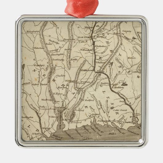 Connecticut Map von Arrowsmith Silbernes Ornament (Vorne)