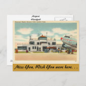 Connecticut, Municipal Airport, Hartford Postkarte (Vorne/Hinten)