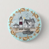Connecticut Muscheln Leuchtturm Button (Vorderseite)