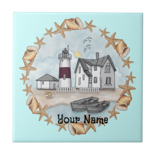 Connecticut-Muscheln Leuchtturmplatte Fliese (Vorderseite)