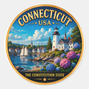 Connecticut New England Wasserfront 🟡 Runder Aufkleber