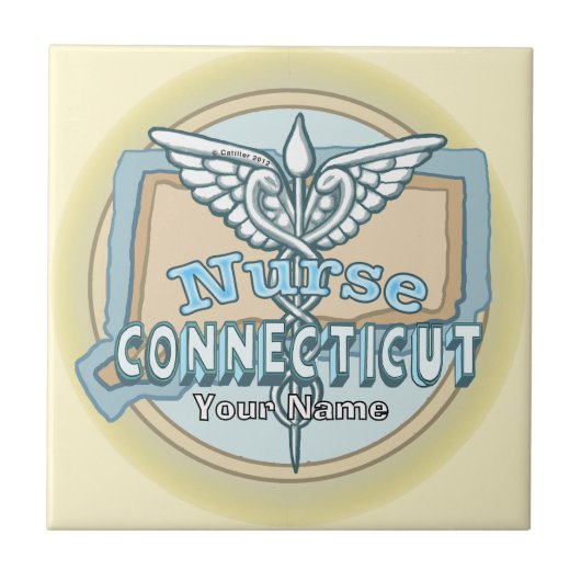 Connecticut Nurse Caduceus Tile Fliese (Vorderseite)