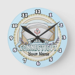 Connecticut Nurse Runde Wanduhr