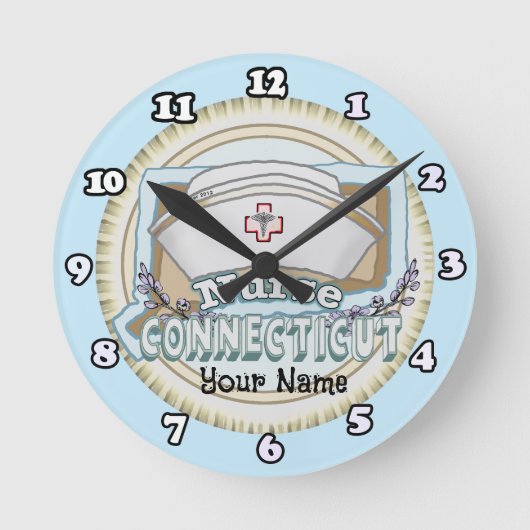 Connecticut Nurse Runde Wanduhr (Vorderseite)