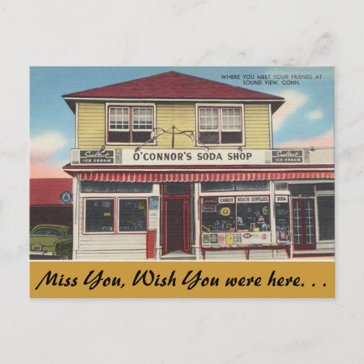 Connecticut, O'Connor's Soda Shop, Sound View Postkarte (Vorderseite)