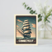 Connecticut | Patriotischer Geist Vintag Postkarte (Stehend Vorderseite)
